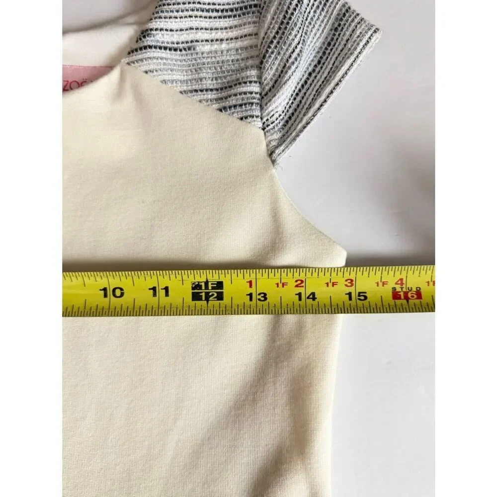 ZOË Ltd Dress Gray Ivory Tweed Cap Sleeve Fit & Flare Silver Belt size 16